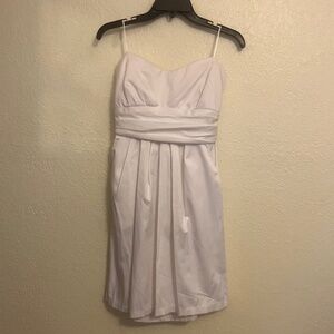 Wishes Strapless.Mini Dress White Satin-Like Fabric Pockets Back Tie - Bust 32"